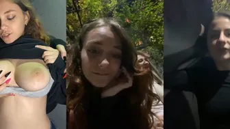 Girls livestreaming in a public park show 1