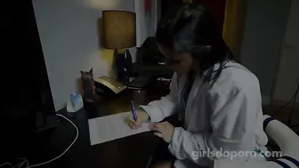 GirlsDoPorn Redhead female caresses big tits