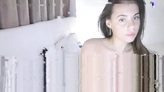 _foxy busty blonde caresses shaved pussy