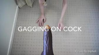 Petite Nymphet gagging on cock